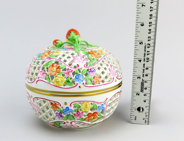 Herend Handpainted Reticulated Potpourri Jar Bonbon Trinket Box 6212 C 6"