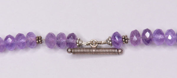 Wonderful Sterling Silver Pendant w/ Amethyst Stones Toggle Closure 16.5 Inches