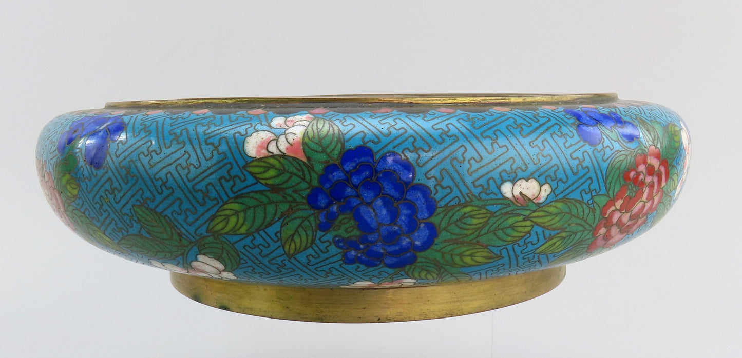 Excellent Antique Chinese Cloisonne Enamel Floral Bulb Bowl Brush Washer
