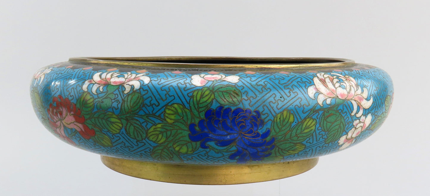 Excellent Antique Chinese Cloisonne Enamel Floral Bulb Bowl Brush Washer