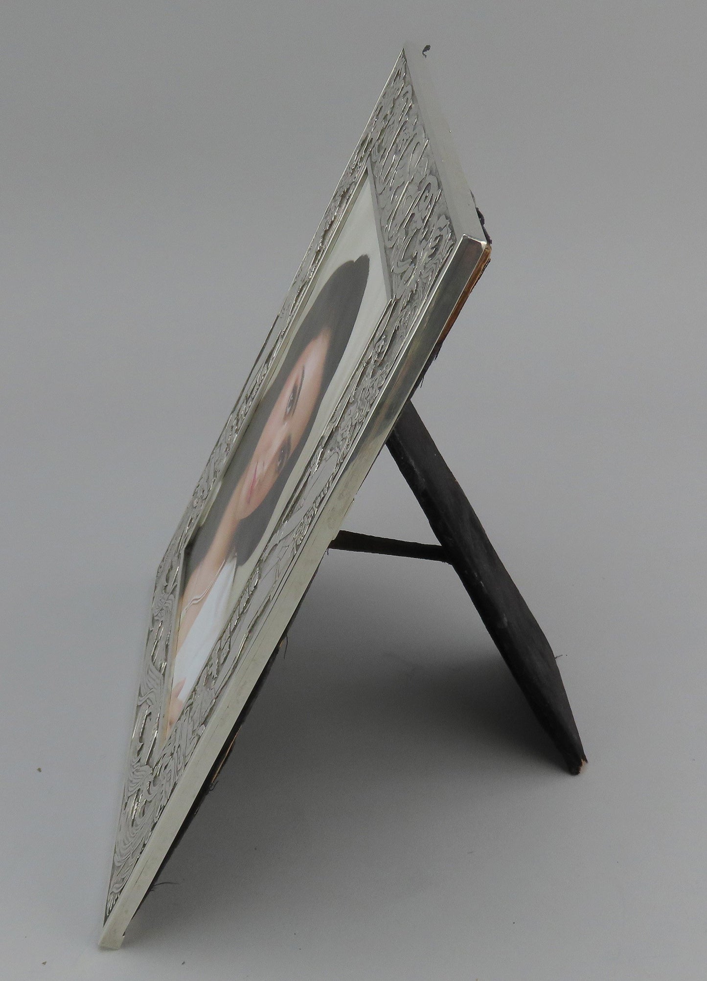 Exquisite Hand Carved Sterling Silver Aztec God Warrior Picture Frame OOAK