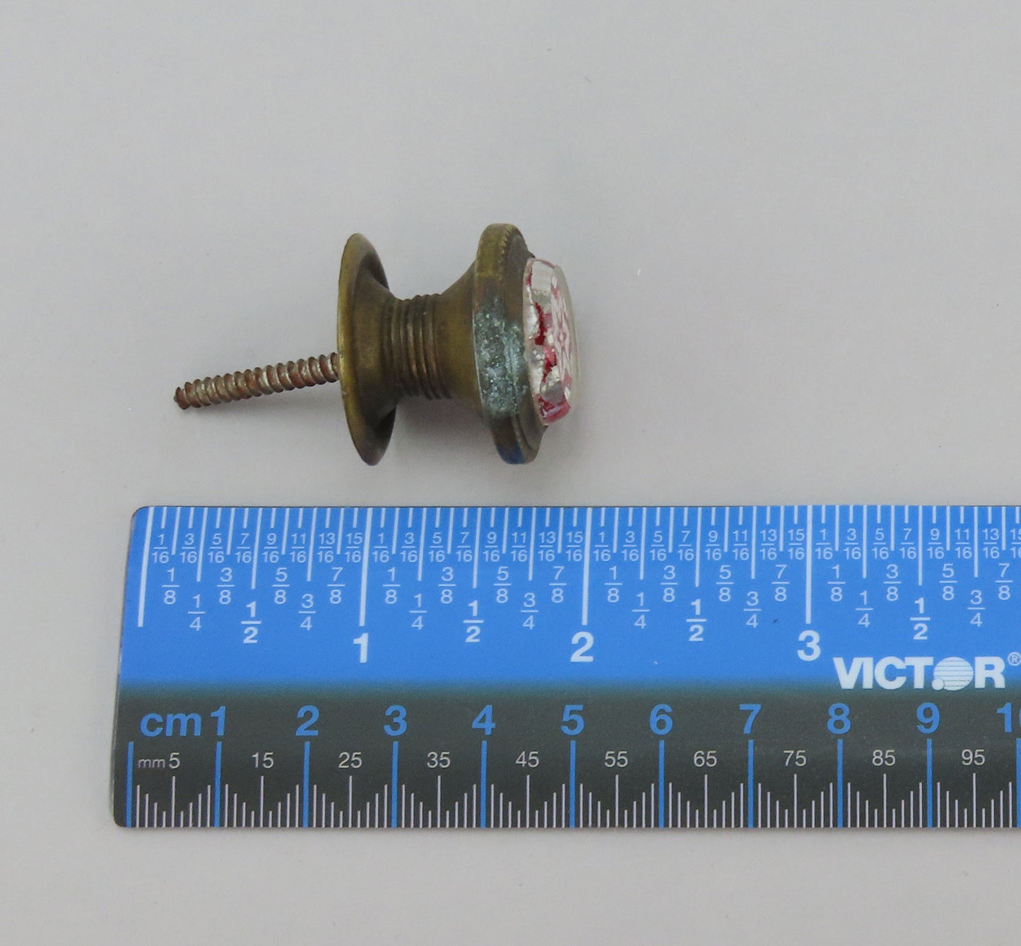 Victorian 4 Small Red Sulphide Glass and Brass Curtain Tie Backs Nobs