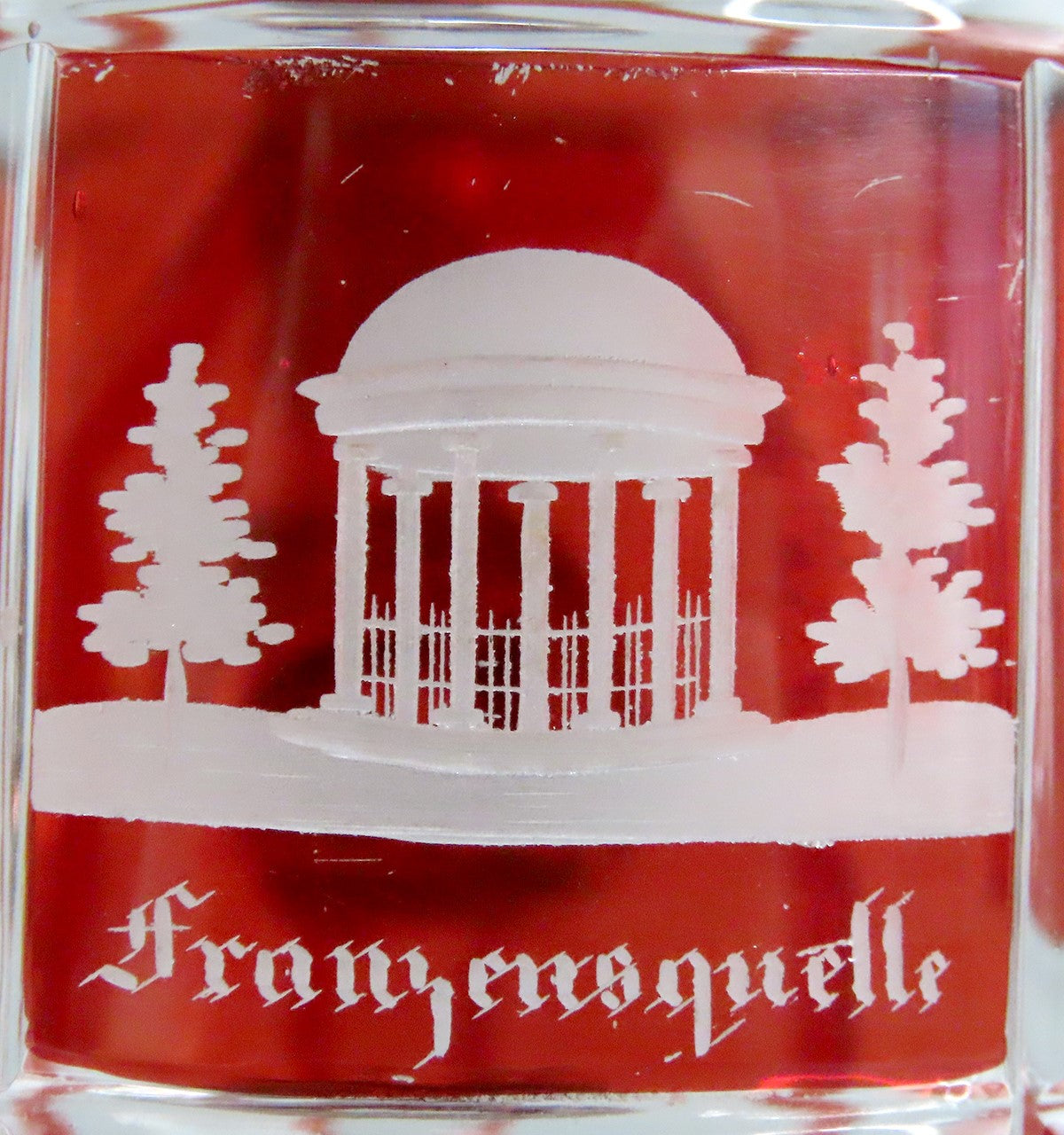 Antique c1860s Czech/Bohemian Ruby Red Cut Engraved Glass Pewter Lid Tankard