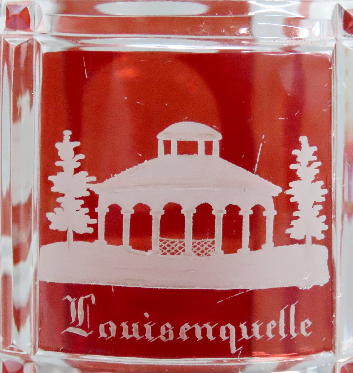 Antique c1860s Czech/Bohemian Ruby Red Cut Engraved Glass Pewter Lid Tankard