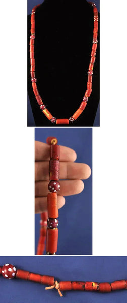 Tibetan Red Handmade Bead Polka Dot Necklace Earrings