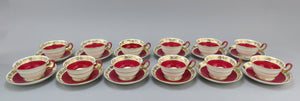 12 Wedgwood Whitehall W3994 Powder Ruby Bone China Teacups and Saucers