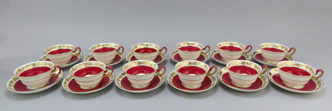 12 Wedgwood Whitehall W3994 Powder Ruby Bone China Teacups and Saucers