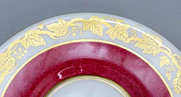 Wedgwood Whitehall W3994 Powder Ruby Bone China 5 Footed Teacups and 3 Saucers