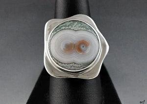 Sterling Silver and Chalcedony Quartz Ring Adjustable Size