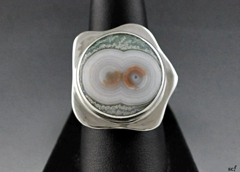 Sterling Silver and Chalcedony Quartz Ring Adjustable Size