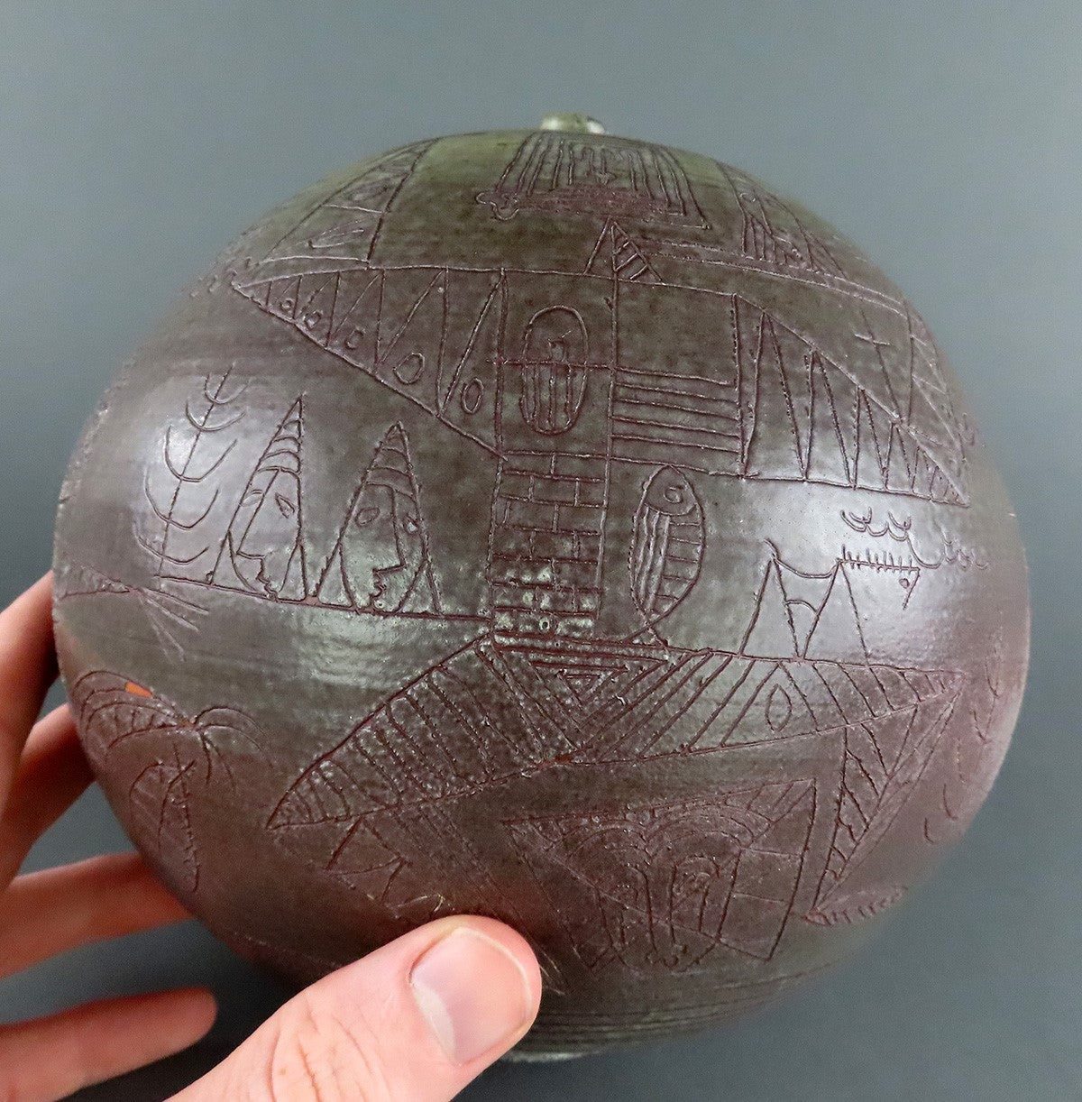 Unique Bud Vase David Holleman Modernist Cubist Figures Ceramic Pottery c1970