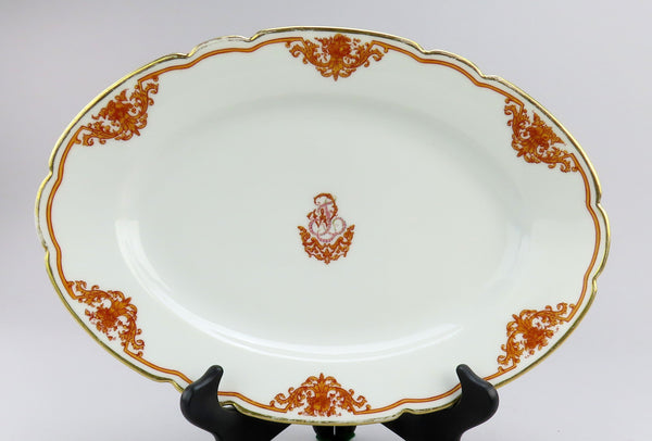 1870s Antique French Porcelain Small Oval Tray Classic Style 13 Inches Long