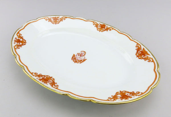 1870s Antique French Porcelain Small Oval Tray Classic Style 13 Inches Long