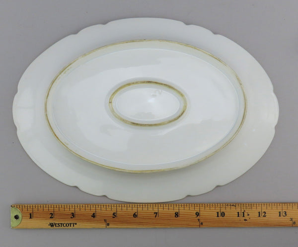 1870s Antique French Porcelain Small Oval Tray Classic Style 13 Inches Long