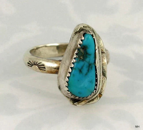 Vintage Sterling Native American Ring Turquoise Sz 9
