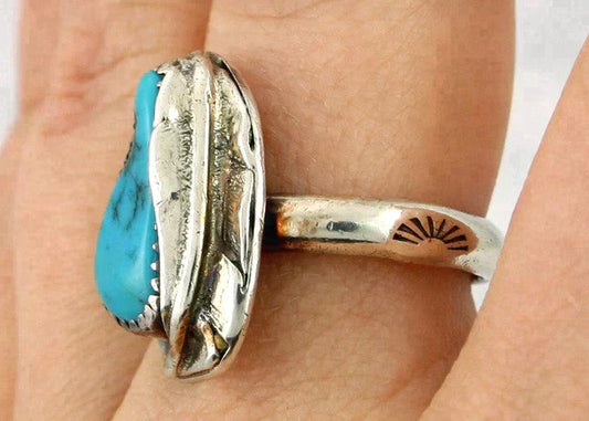 Vintage Sterling Native American Ring Turquoise Sz 9