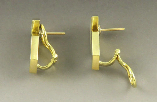 Beautiful 14K Yellow Gold Stud Earrings Omega Backings