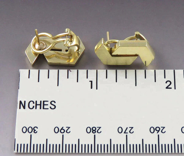 Beautiful 14K Yellow Gold Stud Earrings Omega Backings