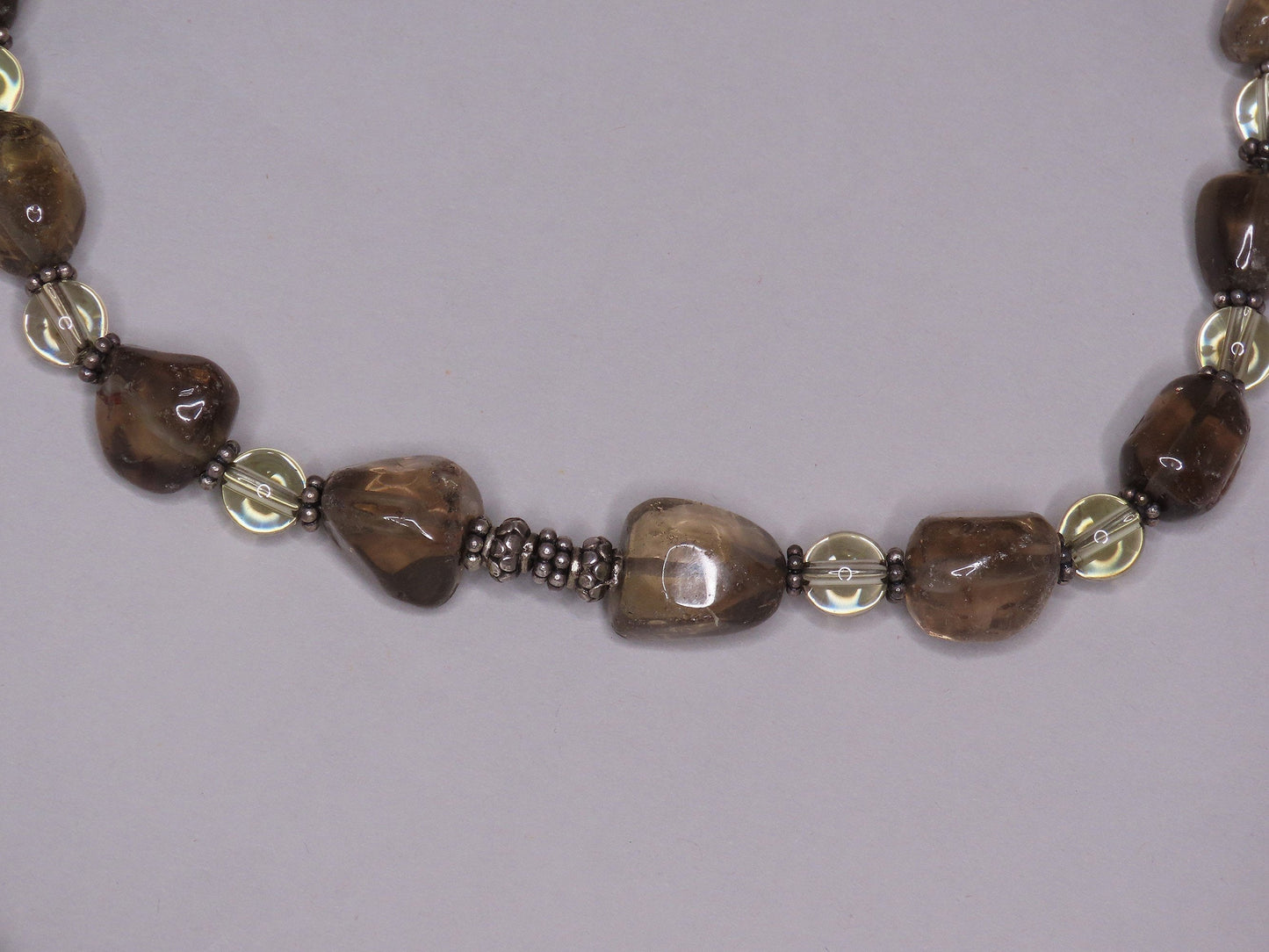 Lovely Brown Stone Beaded Necklace Sterling Silver Toggle 16.5 Inches