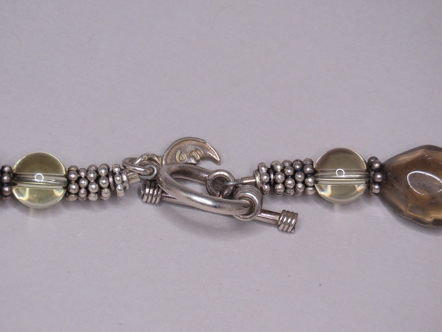 Lovely Brown Stone Beaded Necklace Sterling Silver Toggle 16.5 Inches