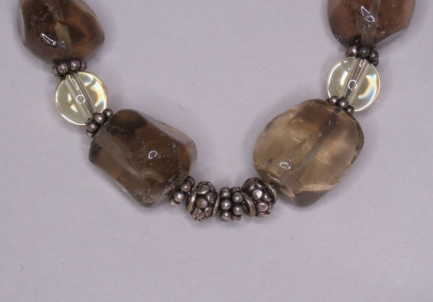 Lovely Brown Stone Beaded Necklace Sterling Silver Toggle 16.5 Inches