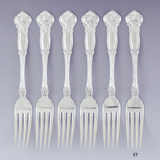 Great set 6 Wallace Sterling Silver Carnation Forks S Mono