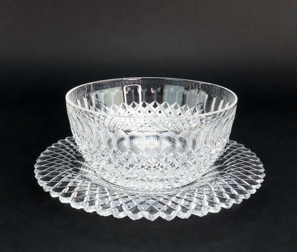 Wonderful Pair ABP Am Brilliant Period Cut Glass Bowls w/ Underplates 5 1/8"