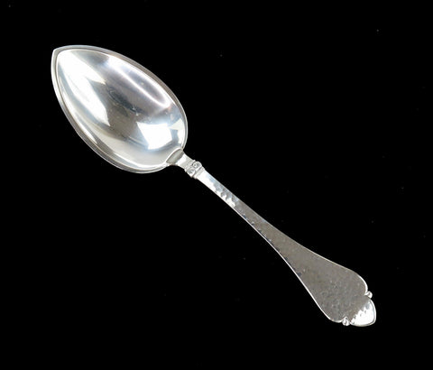 Excellent Antique Danish Hand Hammered Silver Trefid 9.25" Serving Spoon 1932