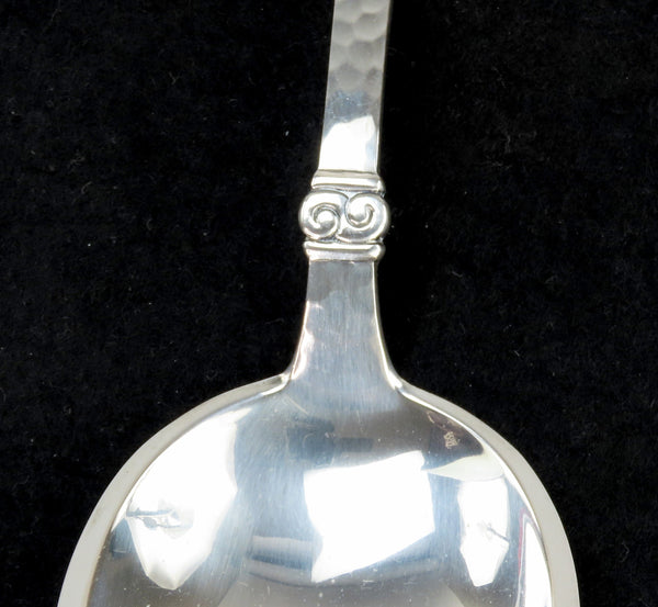 Excellent Antique Danish Hand Hammered Silver Trefid 9.25" Serving Spoon 1932