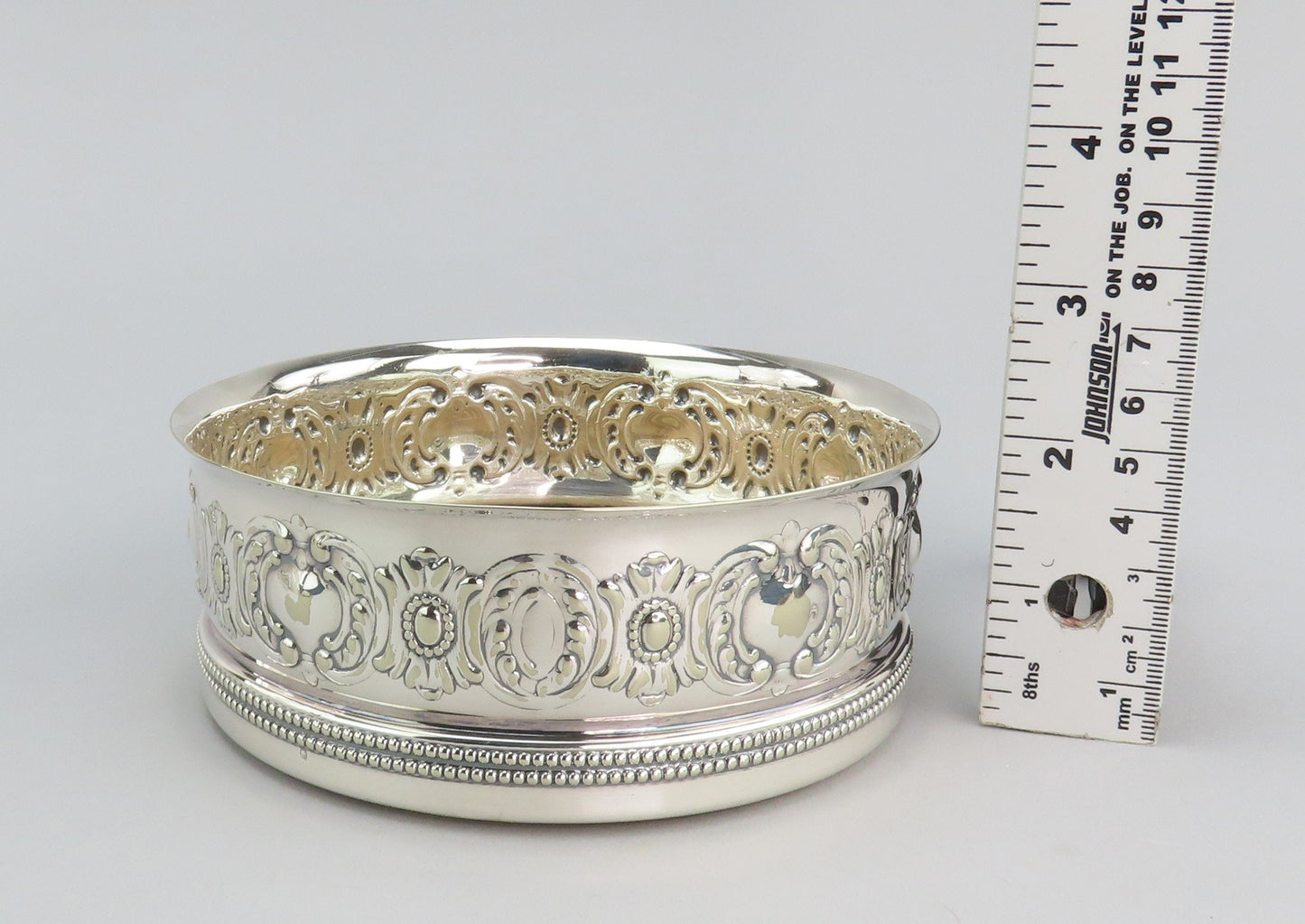 Handsome Pair 1889 Gorham Silverplate Wine Bottle Coasters