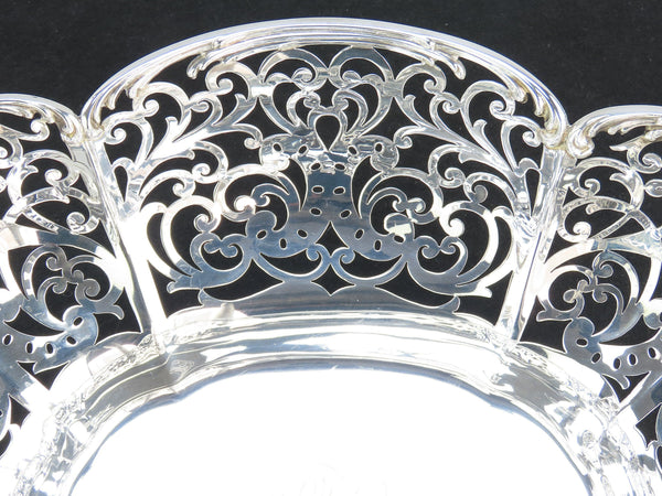 Fancy Large Pierced Handled Oval Bowl w/ Claw Feet Scroll Decorations 15" Long