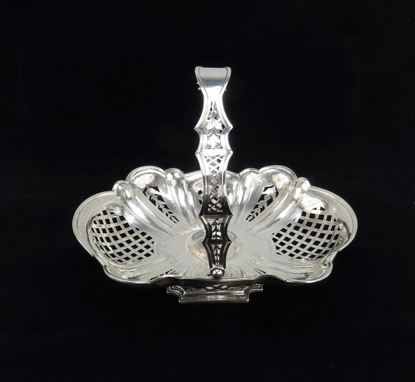 Int'l Sterling Silver Reticulated Pierced Swing Handle Bridal Cake Basket