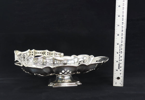 Int'l Sterling Silver Reticulated Pierced Swing Handle Bridal Cake Basket