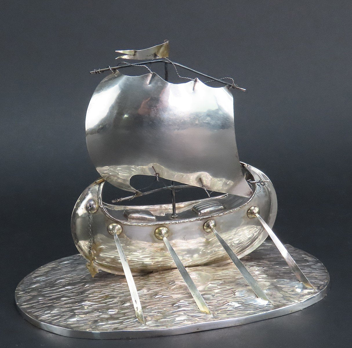 Neat VTG 900 Silver Archaic Greek Trireme Ship Argo Figurine