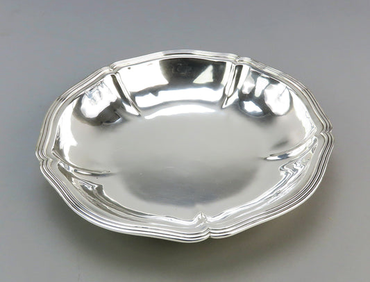 C 1940s Handsome Sterling Silver Stone Dish Threaded Edge No Mono
