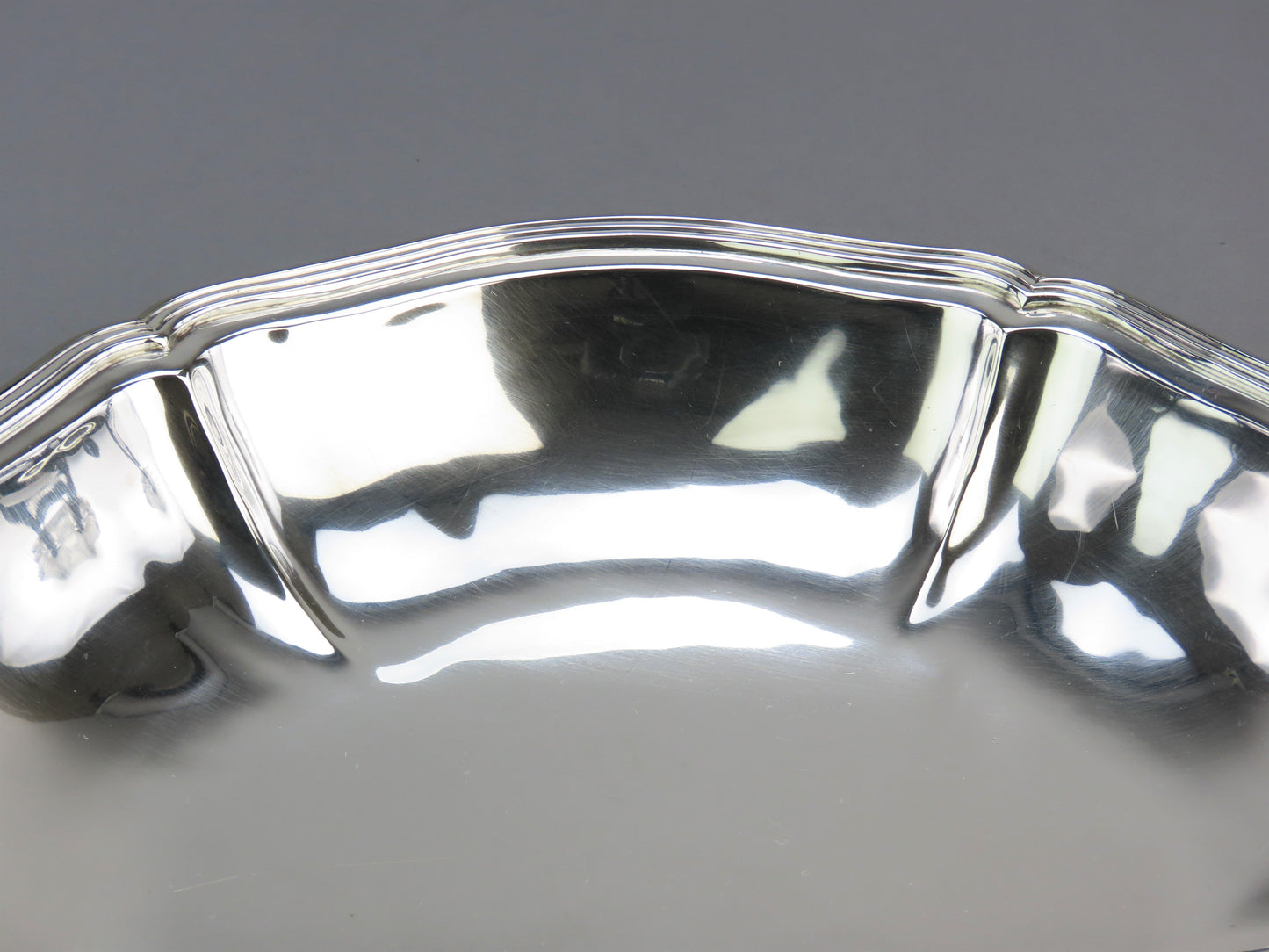 C 1940s Handsome Sterling Silver Stone Dish Threaded Edge No Mono