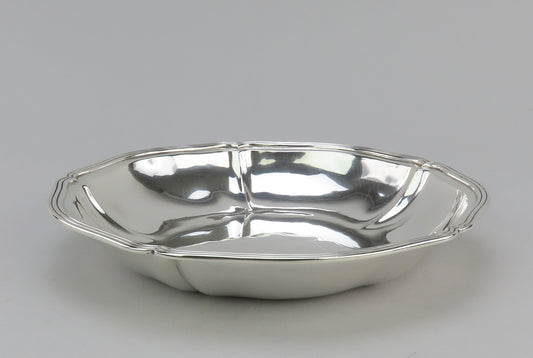 C 1940s Handsome Sterling Silver Stone Dish Threaded Edge No Mono