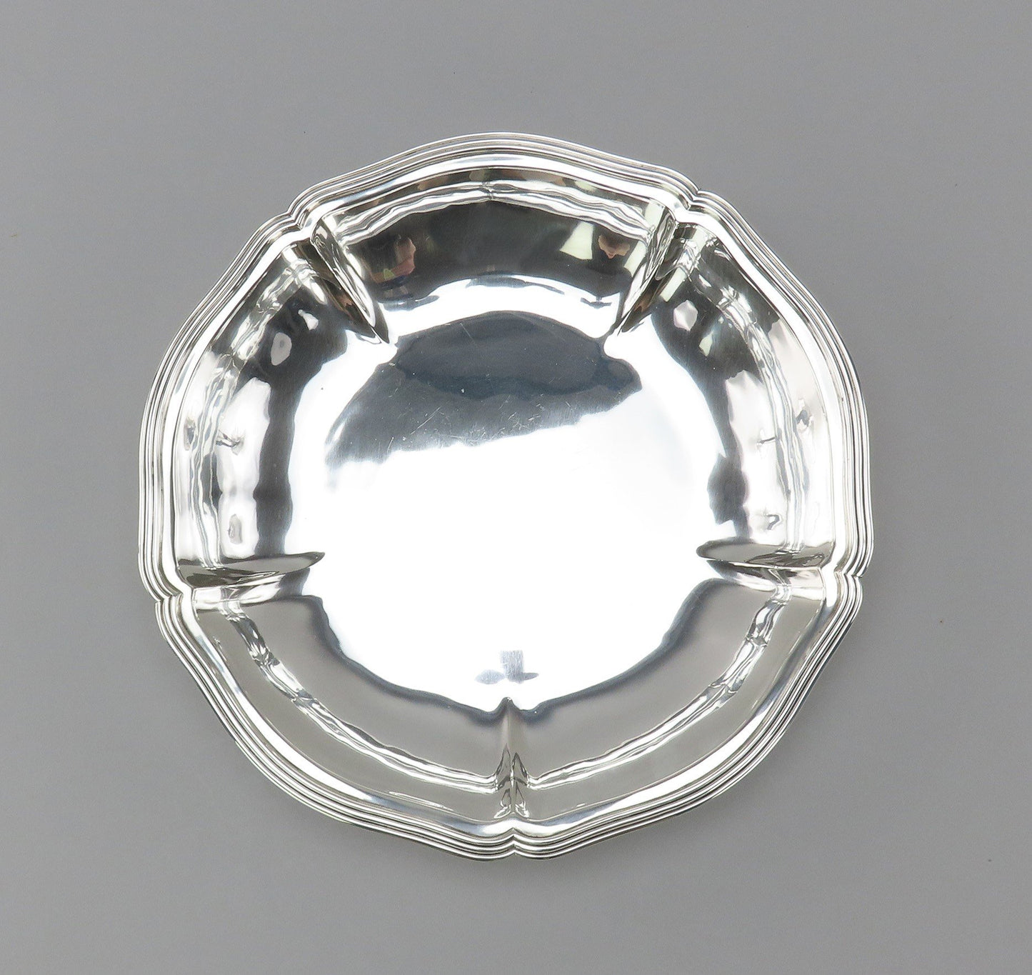 C 1940s Handsome Sterling Silver Stone Dish Threaded Edge No Mono