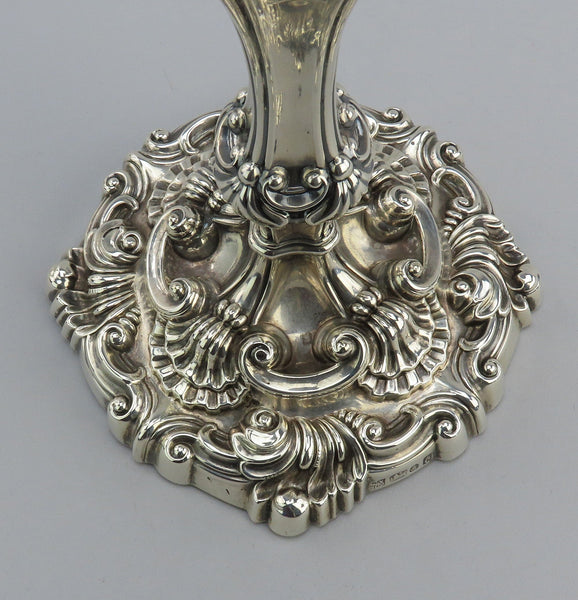 Ornate Set 4 1811-1819 English Georgian Sterling Silver Candlesticks