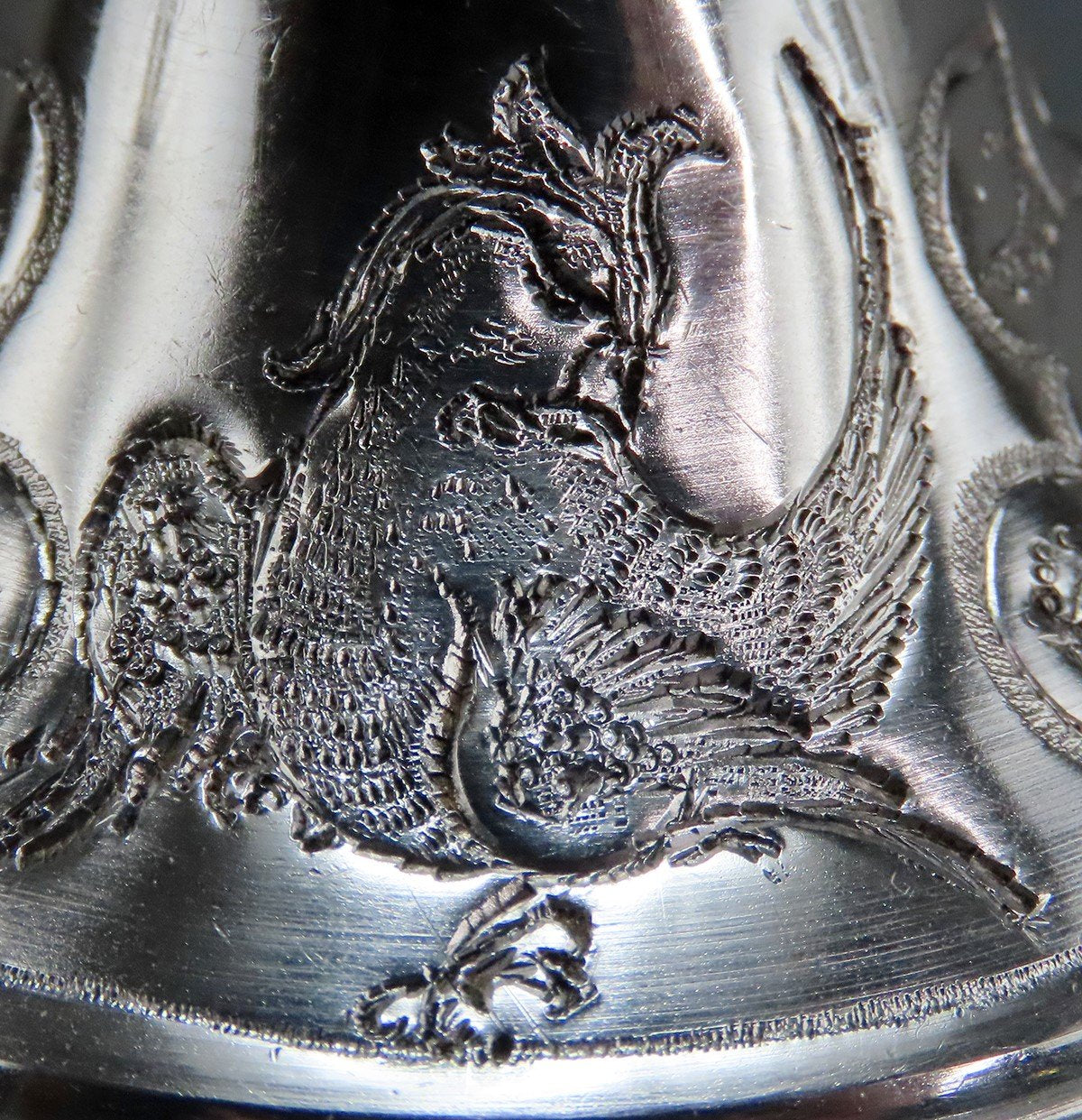 Beautiful Pair Persian Silver 5" Candlesticks Hand Engraved Flowers Birds