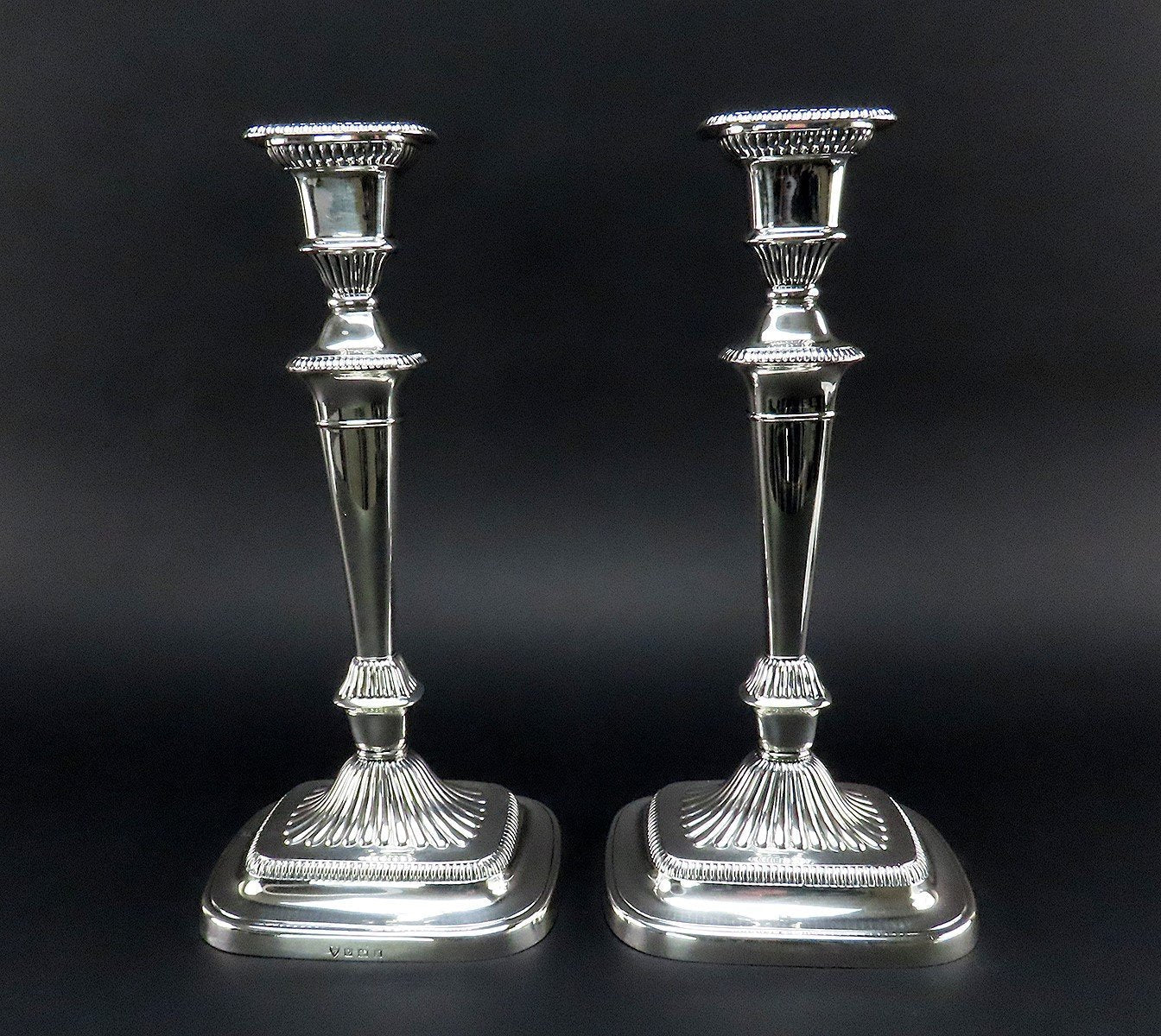 Handsome 1950 Ellis Co English Sterling Silver Table Candlesticks 12 1/4 in