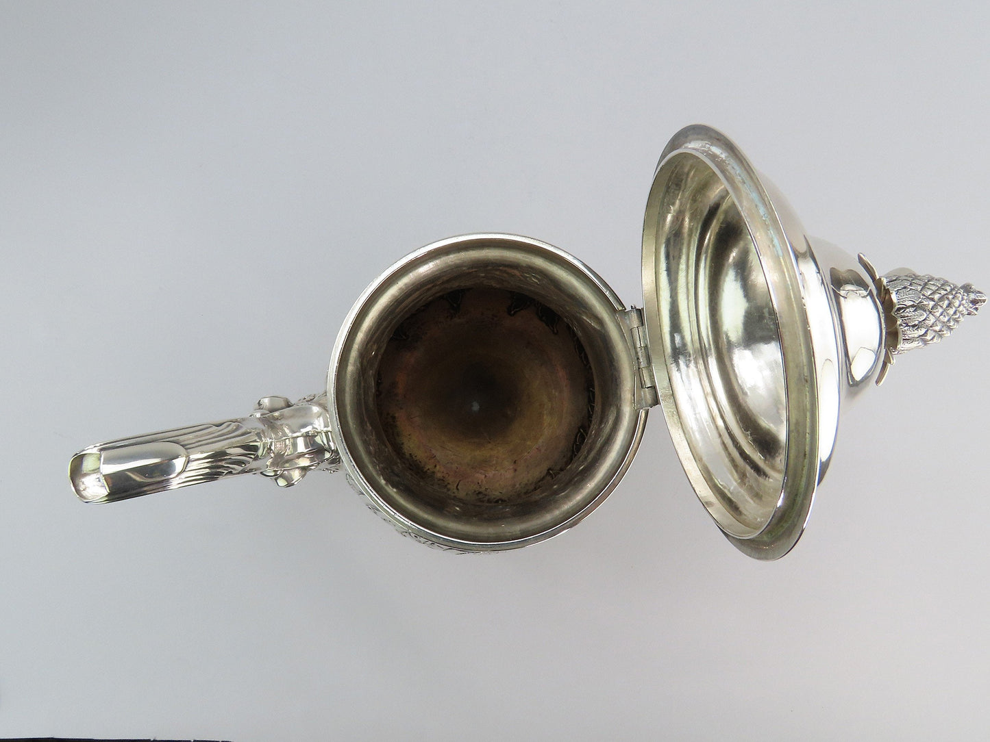 c1850 Fabulous American Coin Silver Large Hand Chased Coffee/Teapot 10 3/4" Tall