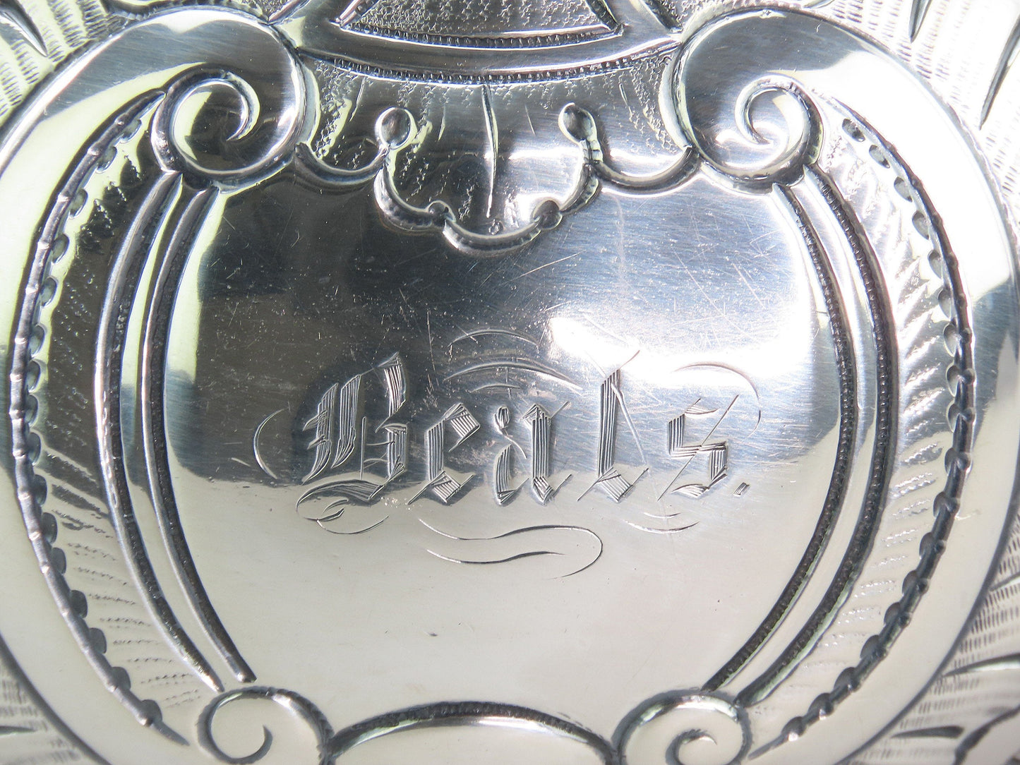 c1850 Fabulous American Coin Silver Large Hand Chased Coffee/Teapot 10 3/4" Tall