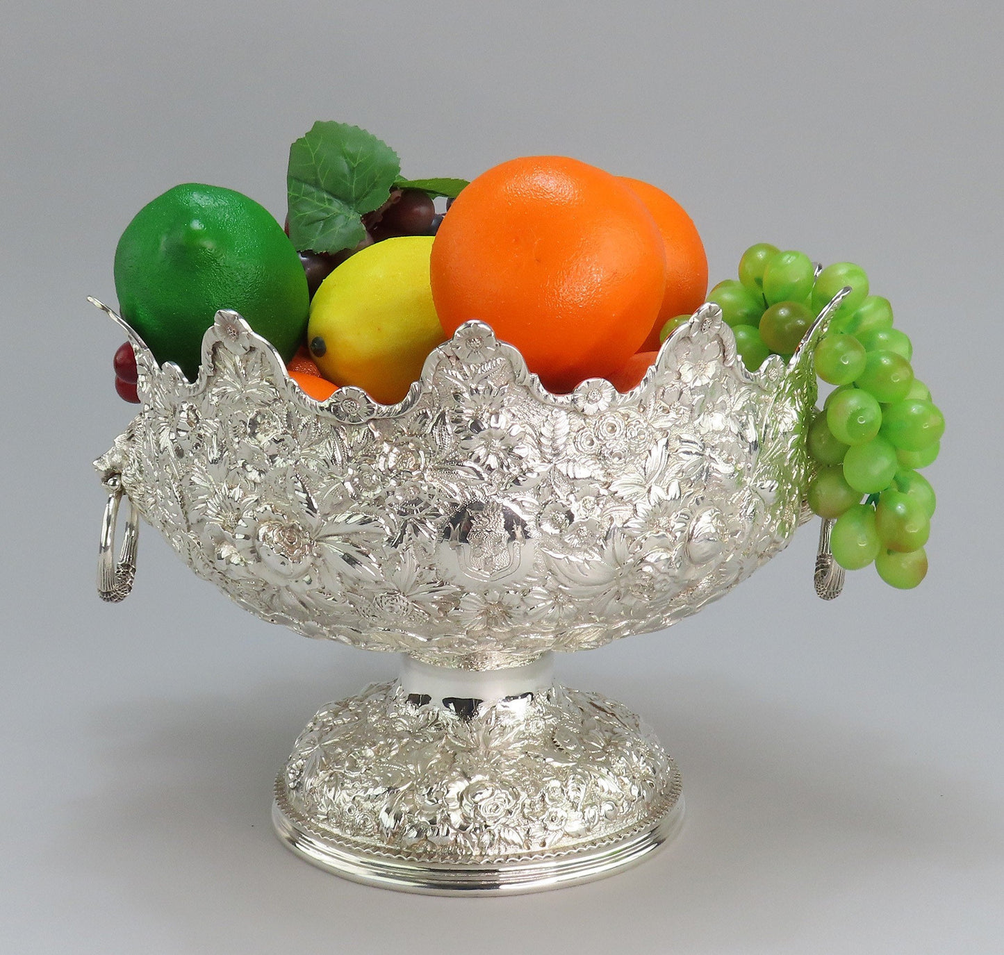 Superb c1891 Jacobi Sterling Silver Repousse Monteith Punch Bowl Gordon Crest