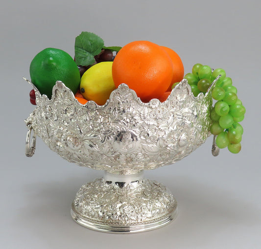 Superb c1891 Jacobi Sterling Silver Repousse Monteith Punch Bowl Gordon Crest