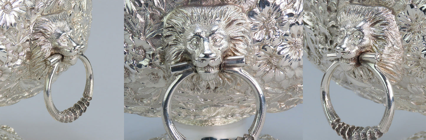 Superb c1891 Jacobi Sterling Silver Repousse Monteith Punch Bowl Gordon Crest