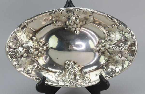 Beautiful Redlich Sterling Silver Oval Dish High Relief Grape Clusters 11" long