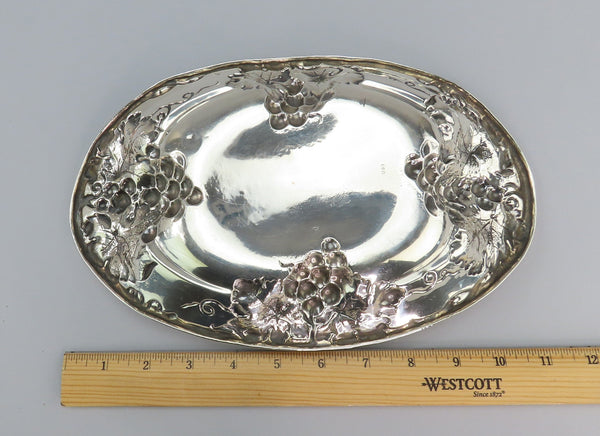 Beautiful Redlich Sterling Silver Oval Dish High Relief Grape Clusters 11" long