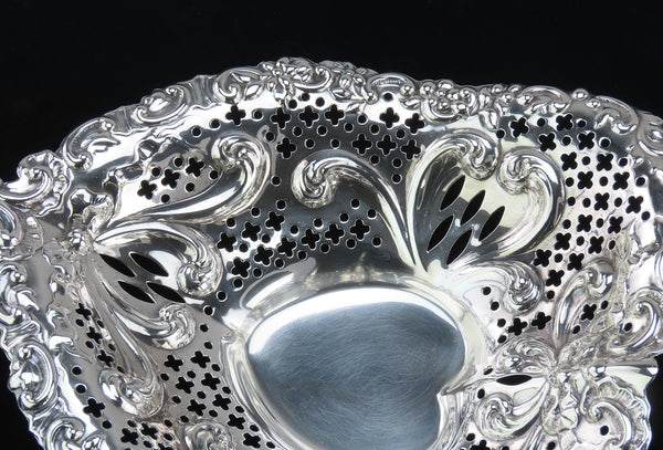 1952 Gorham Sterling Silver Pierced Heart Dish No Mono 9 1/2 Inches Long