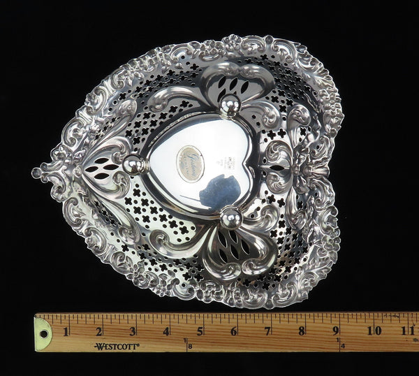 1952 Gorham Sterling Silver Pierced Heart Dish No Mono 9 1/2 Inches Long